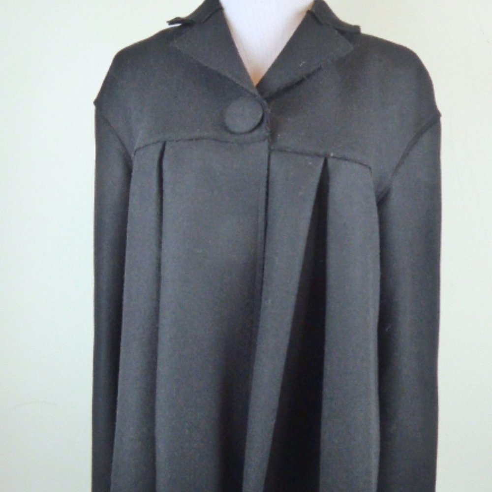FRANCESCO SCOGNAMIGLIO black cashmere swing jacket 40 M L vintage dress coat